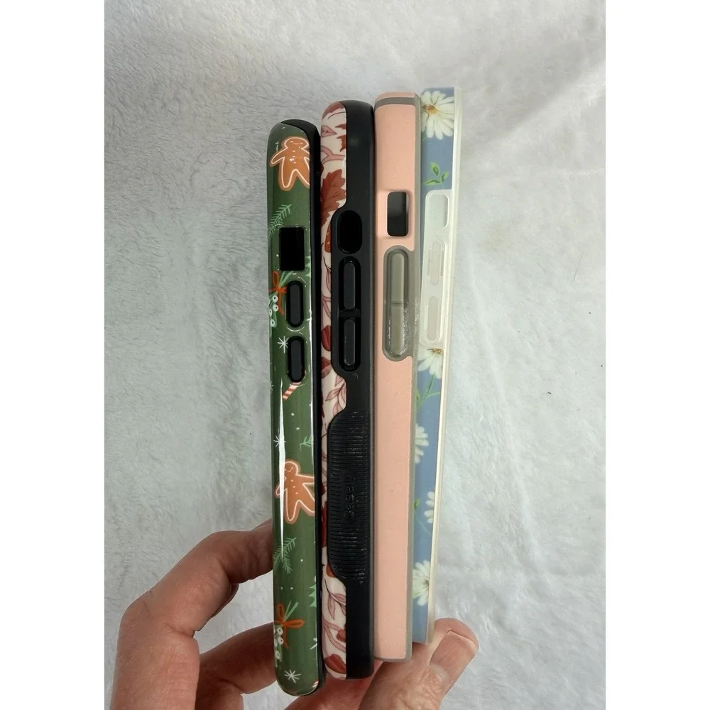 Lot of 4 Casely Speck iPhone 13 Cases Seasonal Fall Christmas Daisy‎ Pink Used